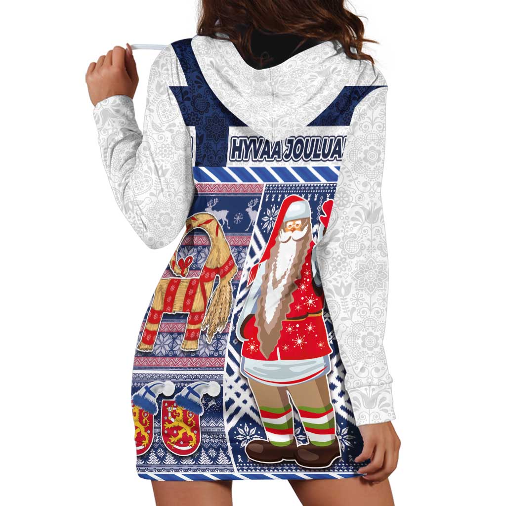 Yule Goat Joulupukki Finnish Christmas Hoodie Dress Scandinavian Pattern - Wonder Print Shop