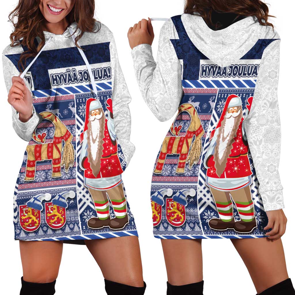 Yule Goat Joulupukki Finnish Christmas Hoodie Dress Scandinavian Pattern - Wonder Print Shop