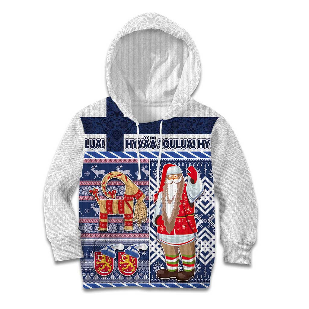 Yule Goat Joulupukki Finnish Christmas Kid Hoodie Scandinavian Pattern - Wonder Print Shop