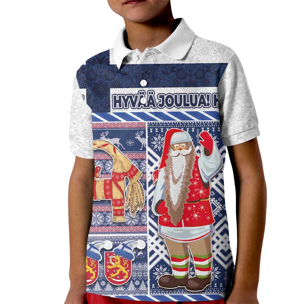 Yule Goat Joulupukki Finnish Christmas Kid Polo Shirt Scandinavian Pattern - Wonder Print Shop
