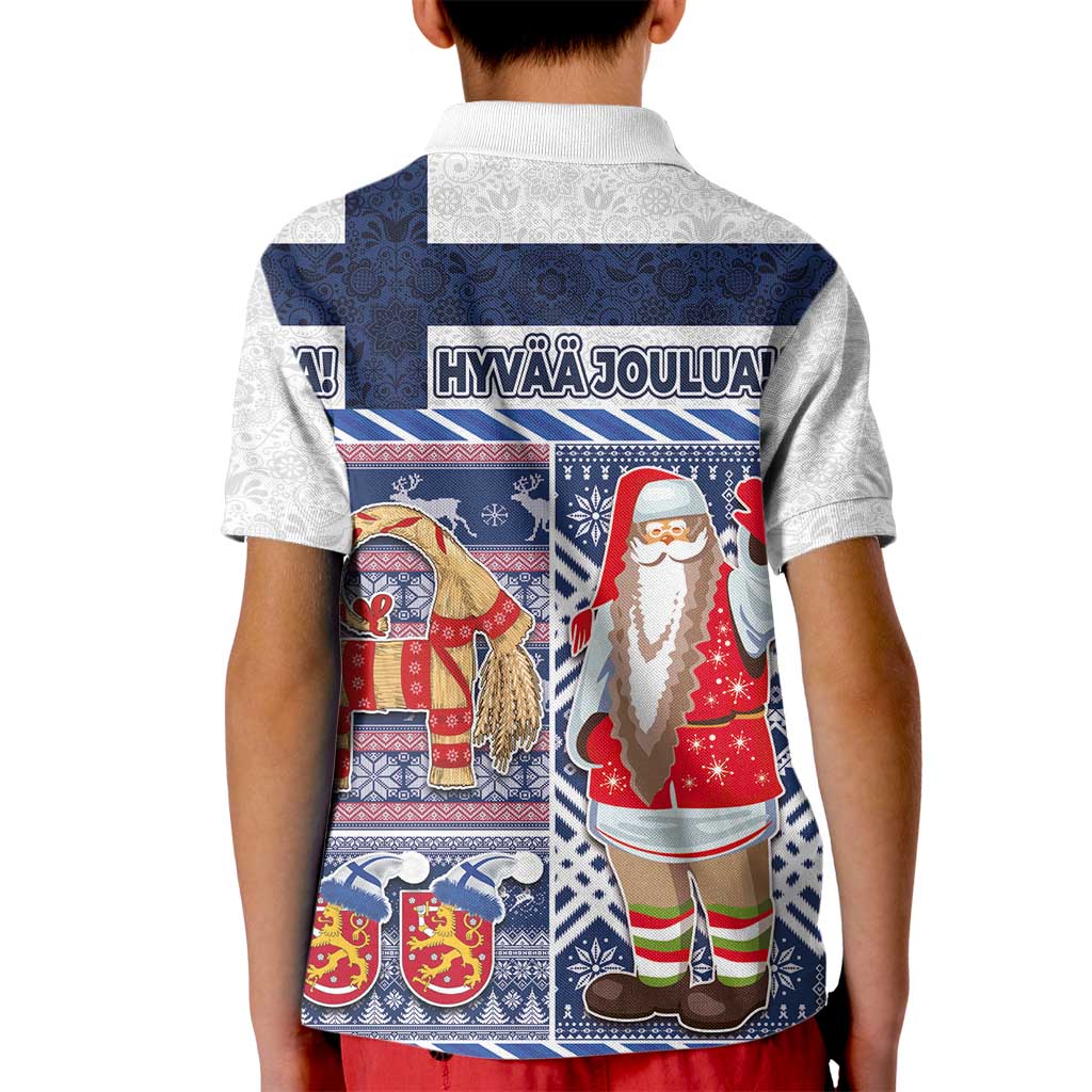 Yule Goat Joulupukki Finnish Christmas Kid Polo Shirt Scandinavian Pattern - Wonder Print Shop