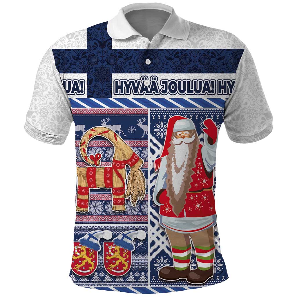 Yule Goat Joulupukki Finnish Christmas Polo Shirt Scandinavian Pattern - Wonder Print Shop