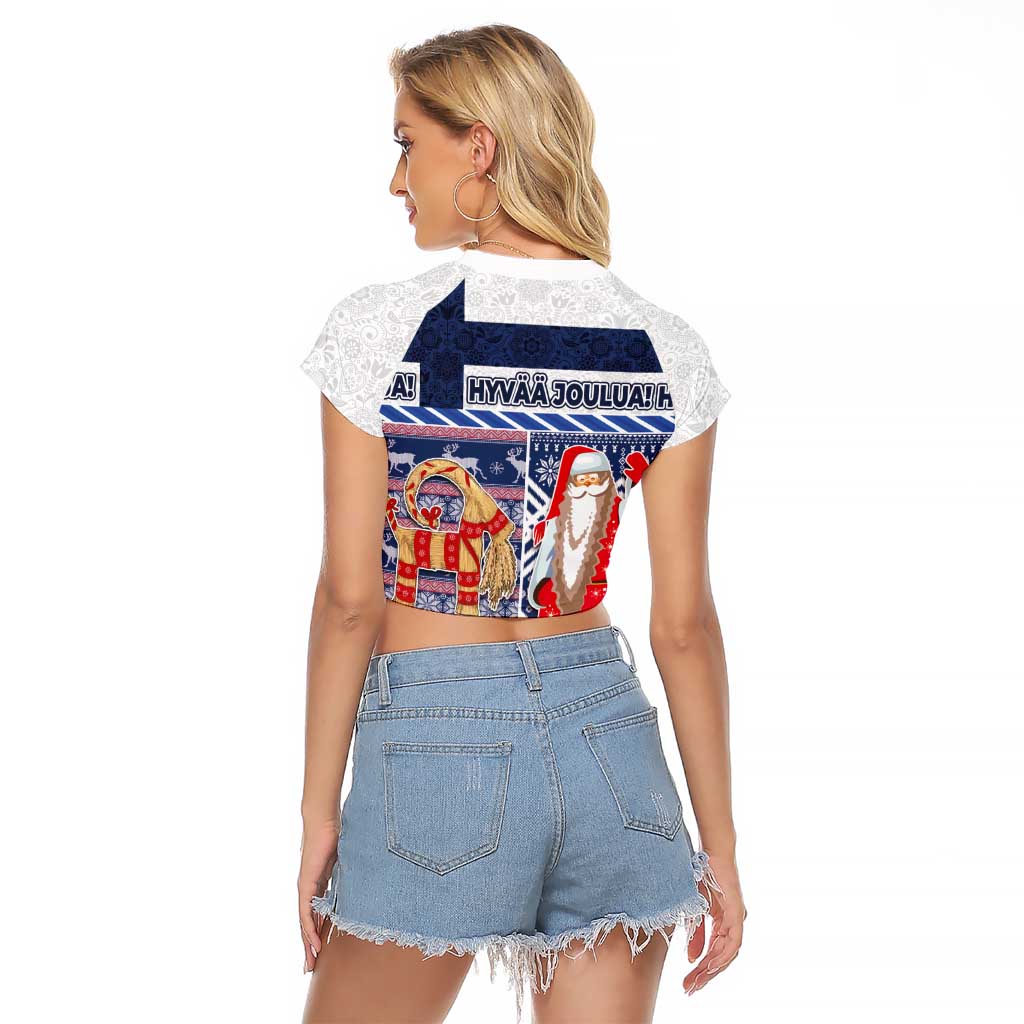 Yule Goat Joulupukki Finnish Christmas Raglan Cropped T Shirt Scandinavian Pattern - Wonder Print Shop