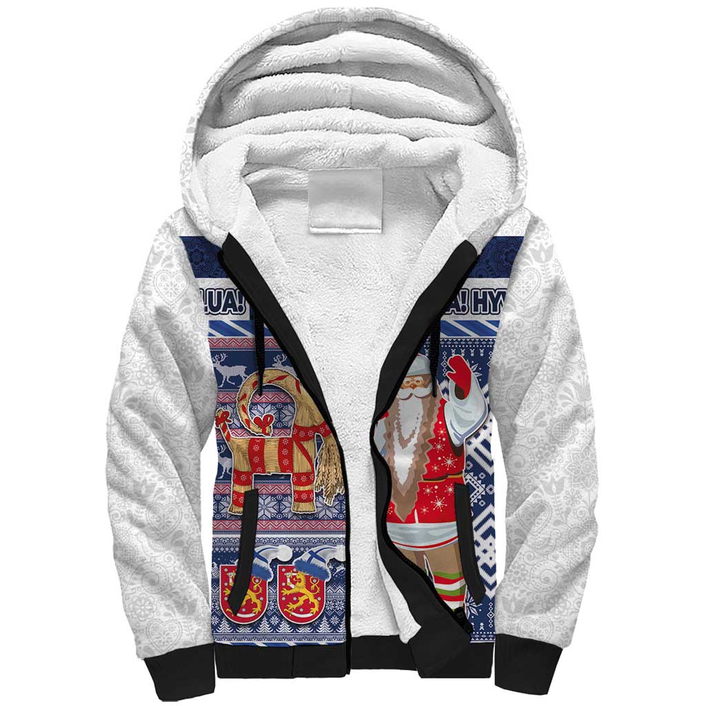 Yule Goat Joulupukki Finnish Christmas Sherpa Hoodie Scandinavian Pattern - Wonder Print Shop