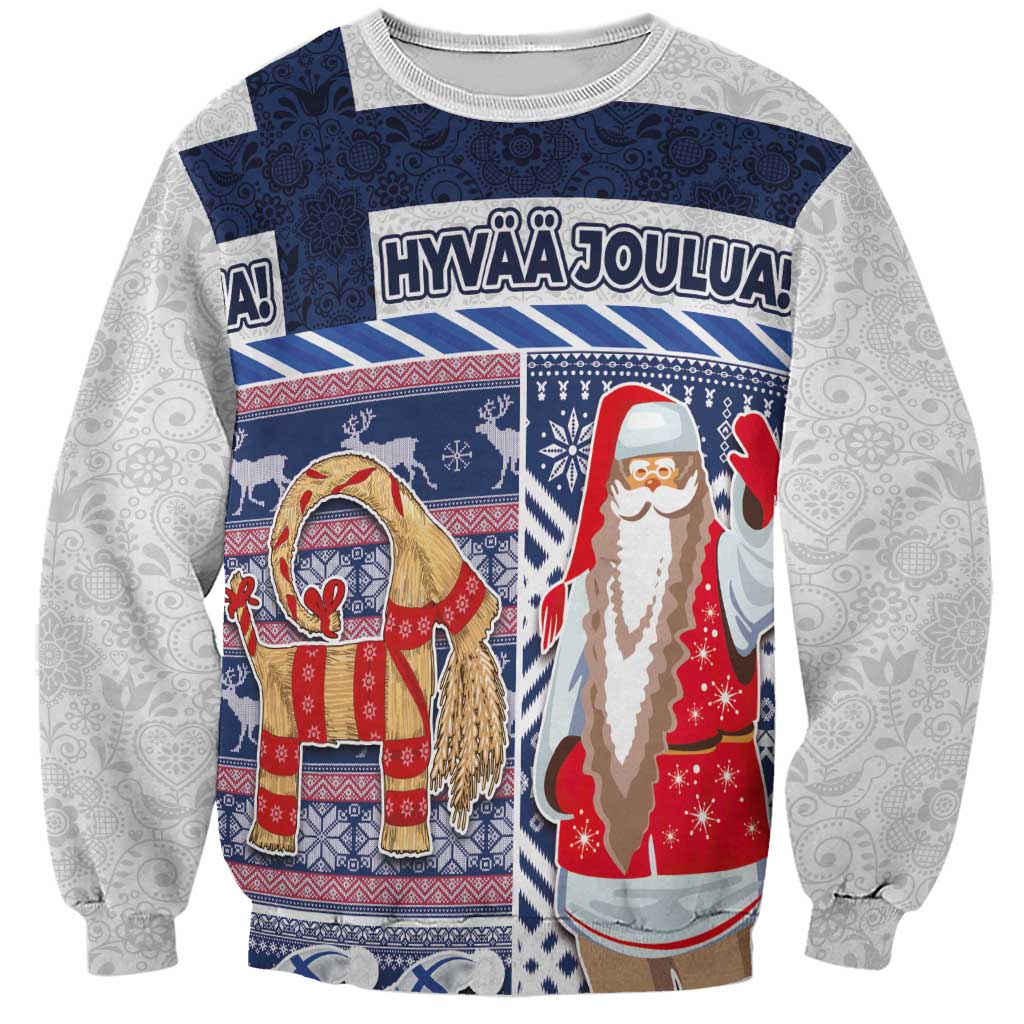 Yule Goat Joulupukki Finnish Christmas Sweatshirt Scandinavian Pattern - Wonder Print Shop