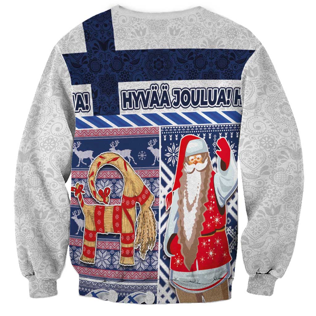 Yule Goat Joulupukki Finnish Christmas Sweatshirt Scandinavian Pattern - Wonder Print Shop