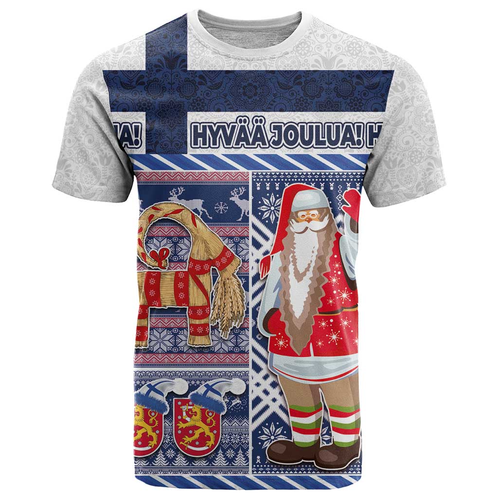 Yule Goat Joulupukki Finnish Christmas T Shirt Scandinavian Pattern - Wonder Print Shop