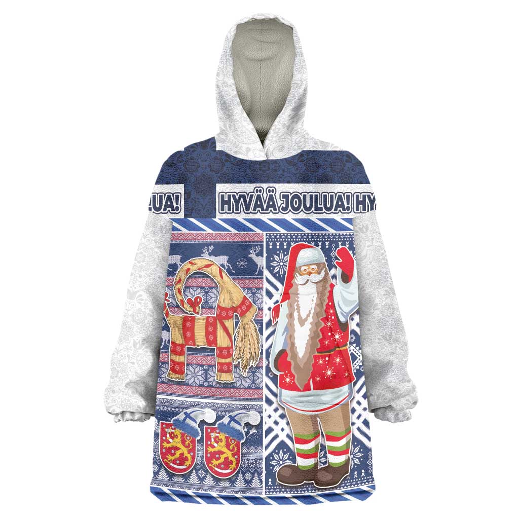 Yule Goat Joulupukki Finnish Christmas Wearable Blanket Hoodie Scandinavian Pattern - Wonder Print Shop