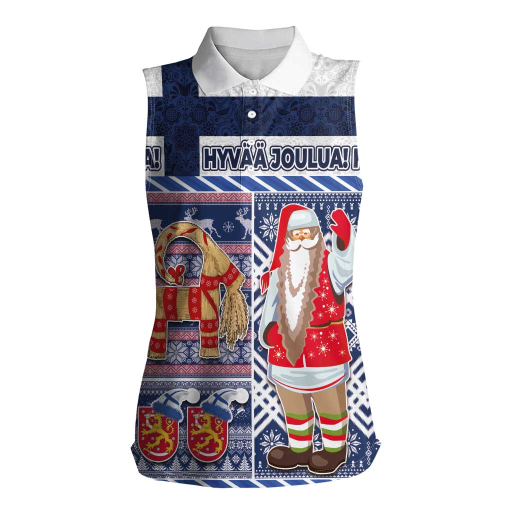 Yule Goat Joulupukki Finnish Christmas Women Sleeveless Polo Shirt Scandinavian Pattern - Wonder Print Shop