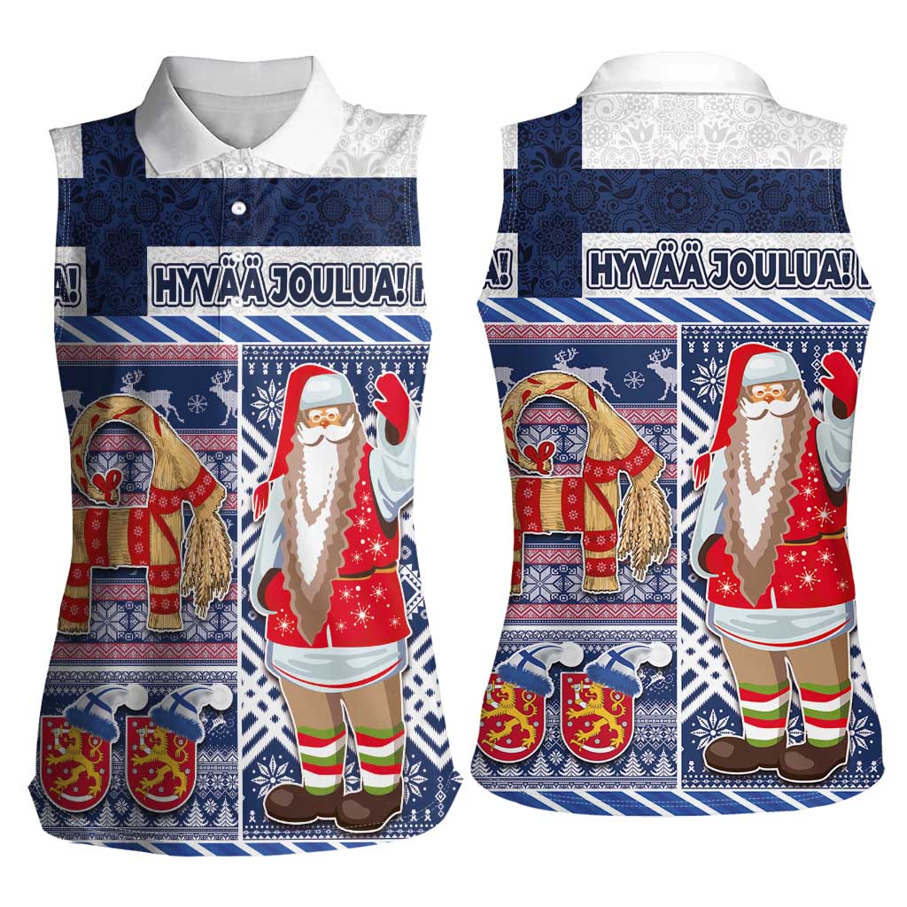 Yule Goat Joulupukki Finnish Christmas Women Sleeveless Polo Shirt Scandinavian Pattern - Wonder Print Shop
