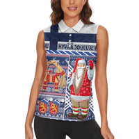 Yule Goat Joulupukki Finnish Christmas Women Sleeveless Polo Shirt Scandinavian Pattern - Wonder Print Shop
