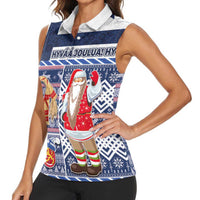 Yule Goat Joulupukki Finnish Christmas Women Sleeveless Polo Shirt Scandinavian Pattern - Wonder Print Shop