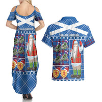 Santa Claus Thistle Scottish Christmas Couples Matching Summer Maxi Dress and Hawaiian Shirt Tartan Pattern - Wonder Print Shop