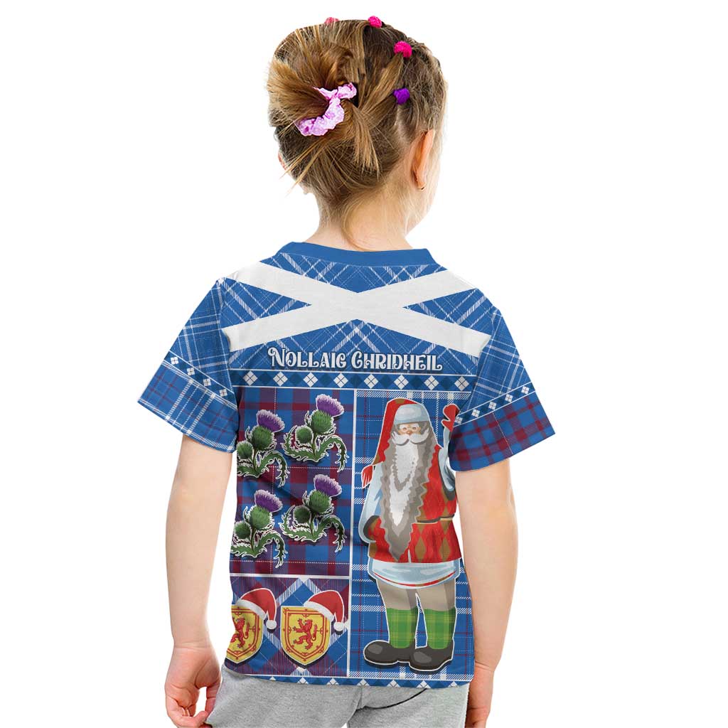 Santa Claus Thistle Scottish Christmas Kid T Shirt Tartan Pattern - Wonder Print Shop