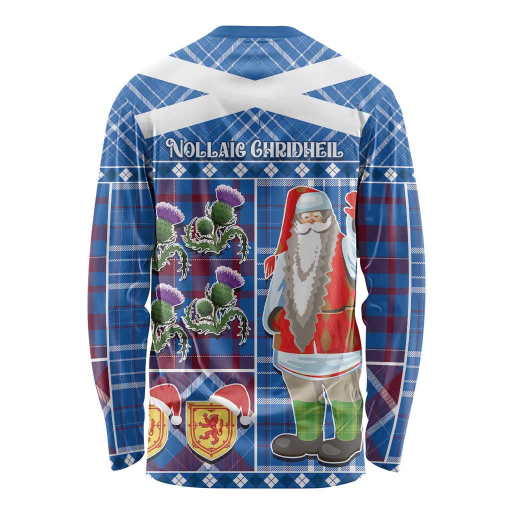 Santa Claus Thistle Scottish Christmas Long Sleeve Shirt Tartan Pattern - Wonder Print Shop