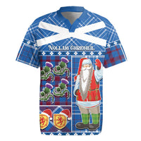 Santa Claus Thistle Scottish Christmas Rugby Jersey Tartan Pattern - Wonder Print Shop