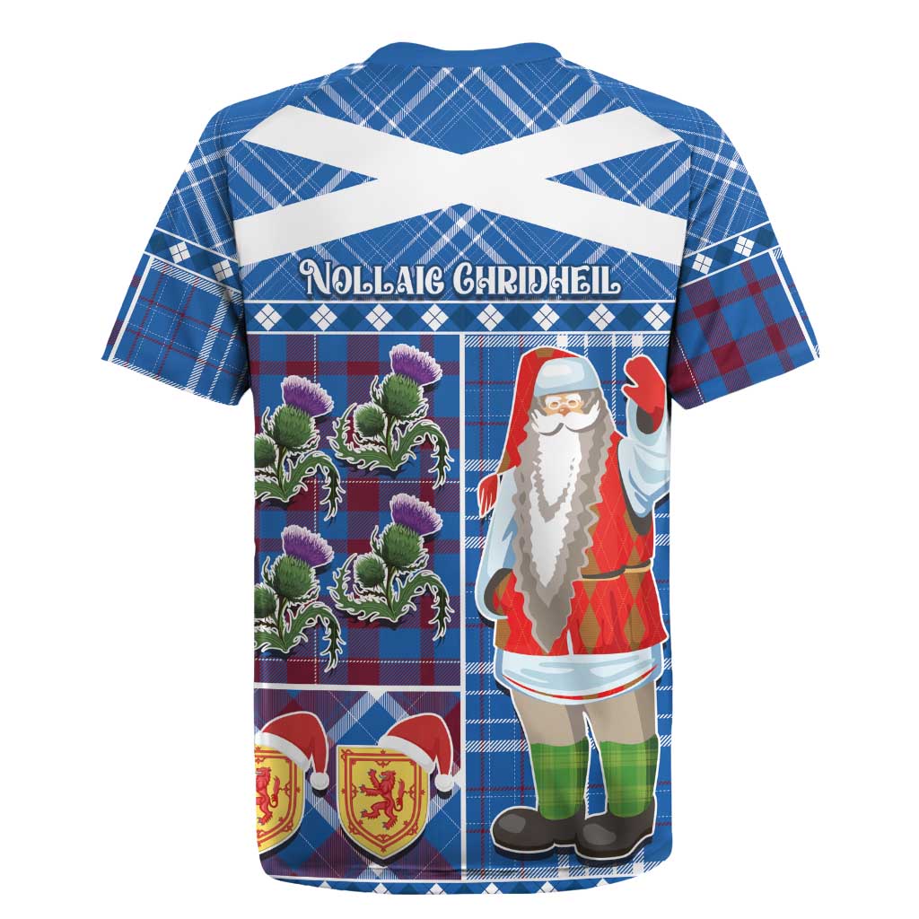 Santa Claus Thistle Scottish Christmas Rugby Jersey Tartan Pattern - Wonder Print Shop