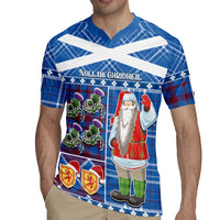 Santa Claus Thistle Scottish Christmas Rugby Jersey Tartan Pattern - Wonder Print Shop