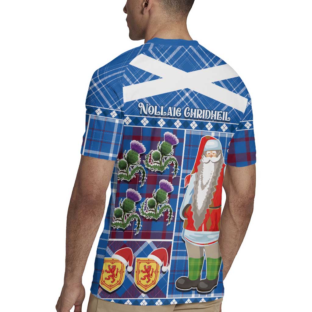 Santa Claus Thistle Scottish Christmas Rugby Jersey Tartan Pattern - Wonder Print Shop