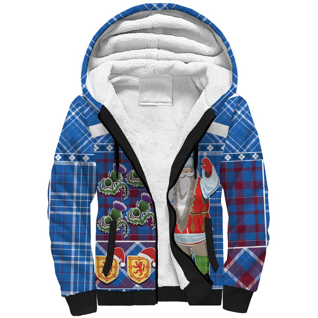 Santa Claus Thistle Scottish Christmas Sherpa Hoodie Tartan Pattern - Wonder Print Shop