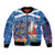 Santa Claus Thistle Scottish Christmas Sleeve Zip Bomber Jacket Tartan Pattern - Wonder Print Shop