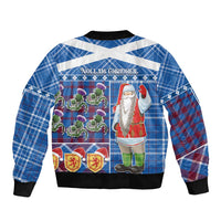 Santa Claus Thistle Scottish Christmas Sleeve Zip Bomber Jacket Tartan Pattern - Wonder Print Shop