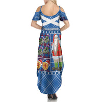 Santa Claus Thistle Scottish Christmas Summer Maxi Dress Tartan Pattern - Wonder Print Shop