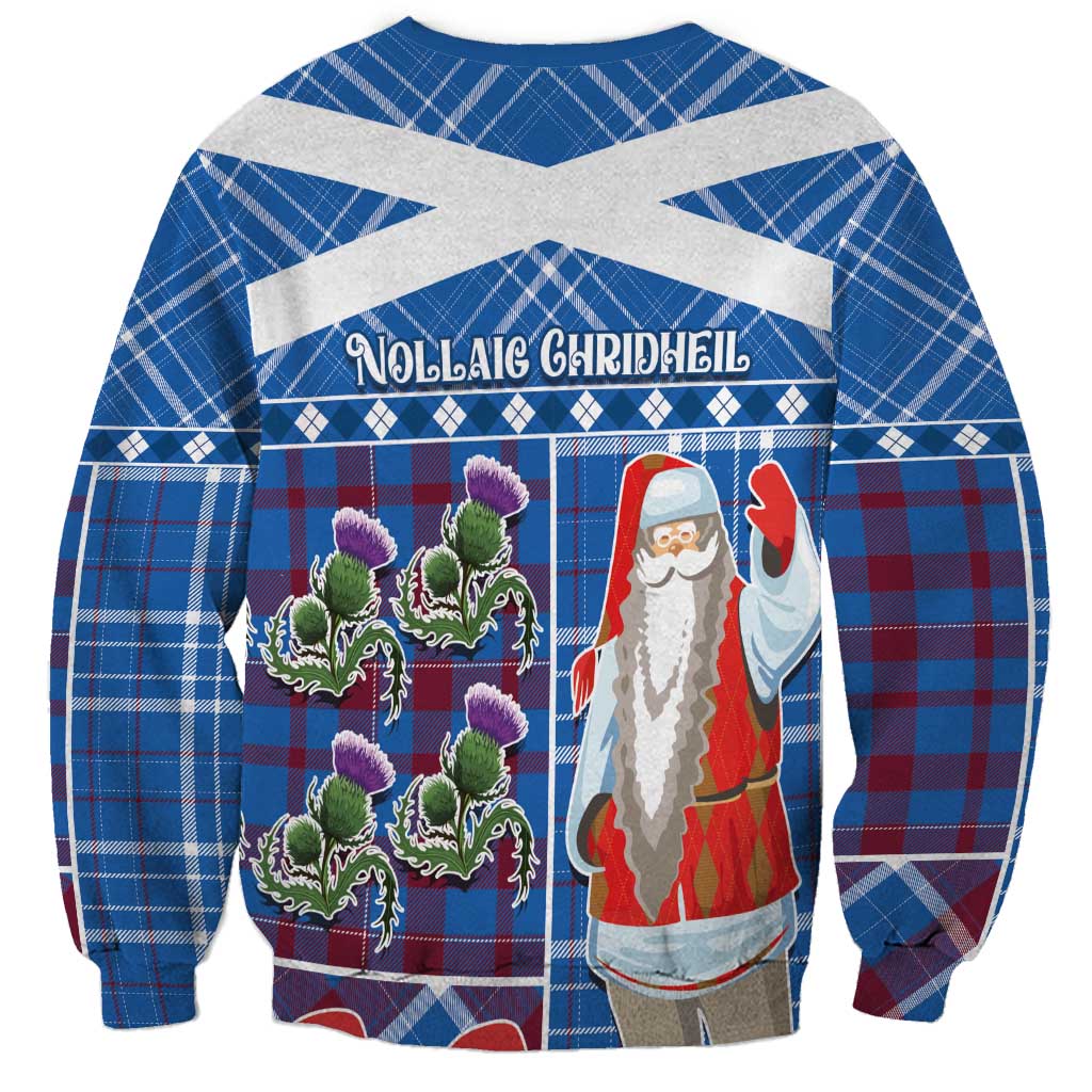Santa Claus Thistle Scottish Christmas Sweatshirt Tartan Pattern - Wonder Print Shop