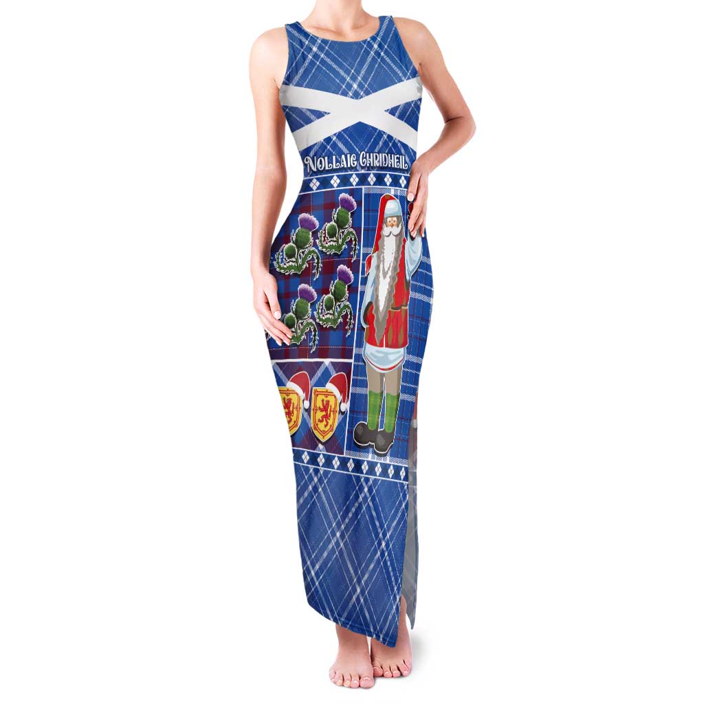 Santa Claus Thistle Scottish Christmas Tank Maxi Dress Tartan Pattern - Wonder Print Shop