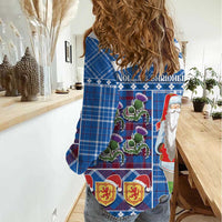 Santa Claus Thistle Scottish Christmas Women Casual Shirt Tartan Pattern - Wonder Print Shop