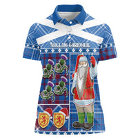 Santa Claus Thistle Scottish Christmas Women Polo Shirt Tartan Pattern - Wonder Print Shop