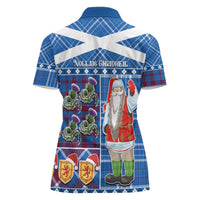 Santa Claus Thistle Scottish Christmas Women Polo Shirt Tartan Pattern - Wonder Print Shop