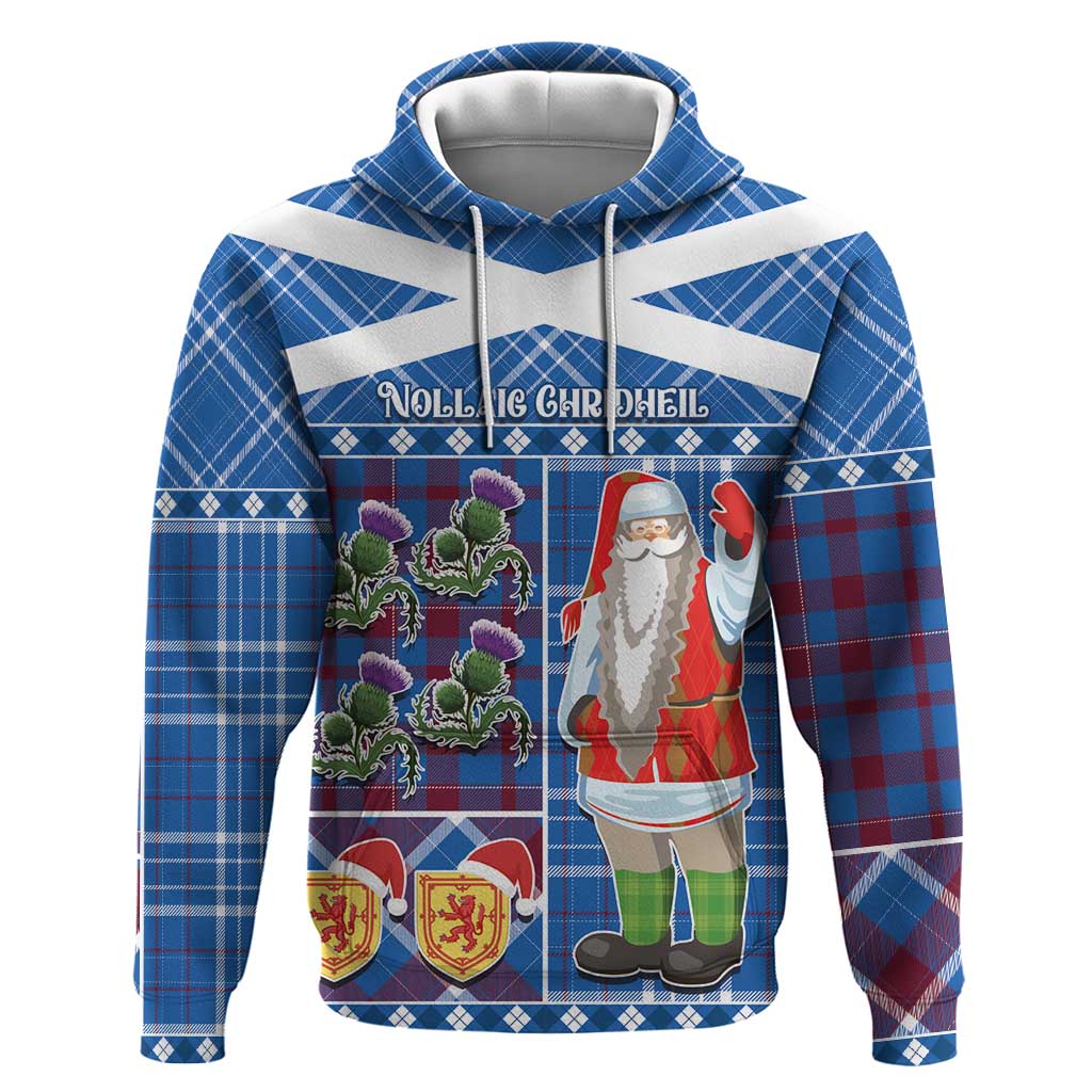 Santa Claus Thistle Scottish Christmas Zip Hoodie Tartan Pattern - Wonder Print Shop