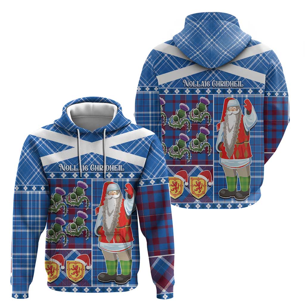 Santa Claus Thistle Scottish Christmas Zip Hoodie Tartan Pattern - Wonder Print Shop