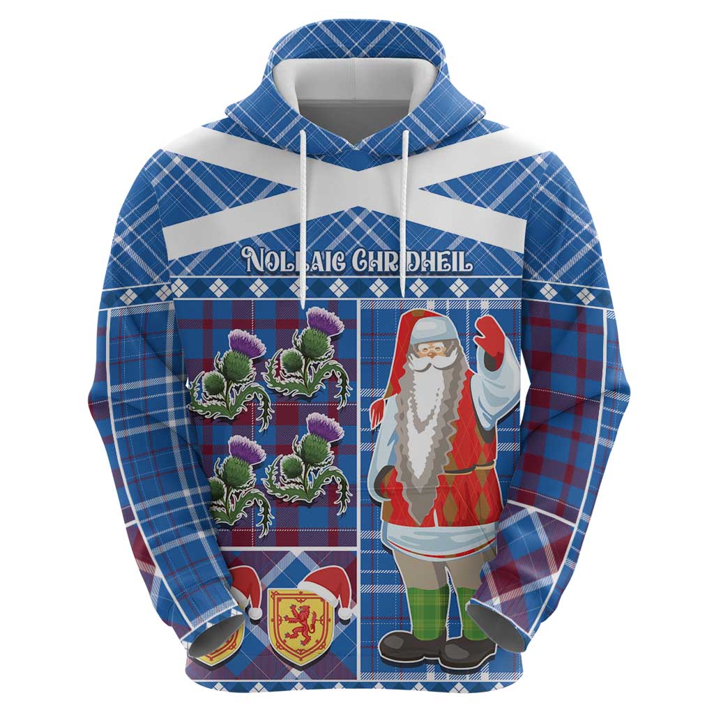 Santa Claus Thistle Scottish Christmas Zip Hoodie Tartan Pattern - Wonder Print Shop