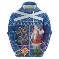 Santa Claus Thistle Scottish Christmas Zip Hoodie Tartan Pattern - Wonder Print Shop
