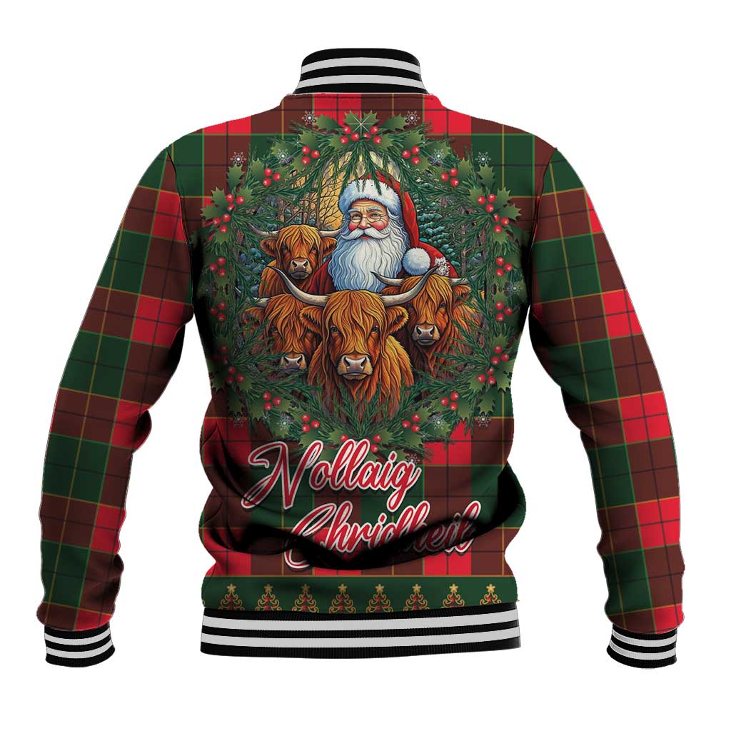 Santa and Higland Cows Scottish Christmas Baseball Jacket Tartan Pattern - Wonder Print Shop