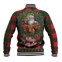 Santa and Higland Cows Scottish Christmas Baseball Jacket Tartan Pattern - Wonder Print Shop