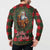 Santa and Higland Cows Scottish Christmas Button Sweatshirt Tartan Pattern - Wonder Print Shop