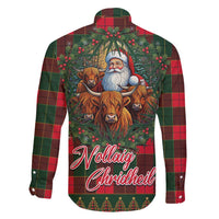 Santa and Higland Cows Scottish Christmas Family Matching Mermaid Dress and Hawaiian Shirt Tartan Pattern - Wonder Print Shop