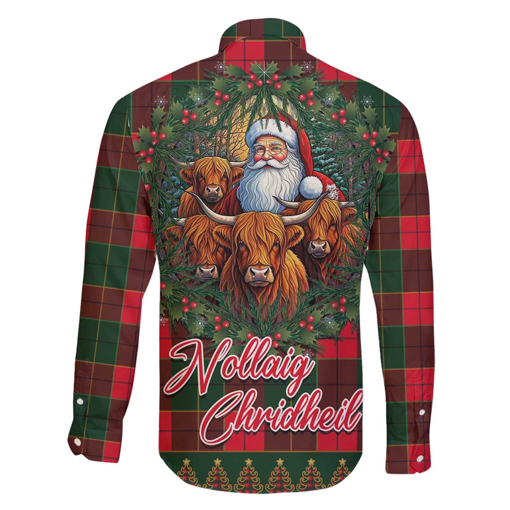 Santa and Higland Cows Scottish Christmas Family Matching Off Shoulder Maxi Dress and Hawaiian Shirt Tartan Pattern - Wonder Print Shop