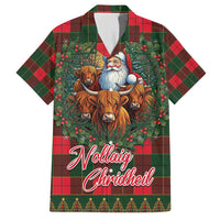 Santa and Higland Cows Scottish Christmas Family Matching Short Sleeve Bodycon Dress and Hawaiian Shirt Tartan Pattern - Wonder Print Shop