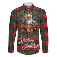 Santa and Higland Cows Scottish Christmas Family Matching Short Sleeve Bodycon Dress and Hawaiian Shirt Tartan Pattern - Wonder Print Shop