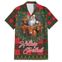 Santa and Higland Cows Scottish Christmas Family Matching Summer Maxi Dress and Hawaiian Shirt Tartan Pattern - Wonder Print Shop