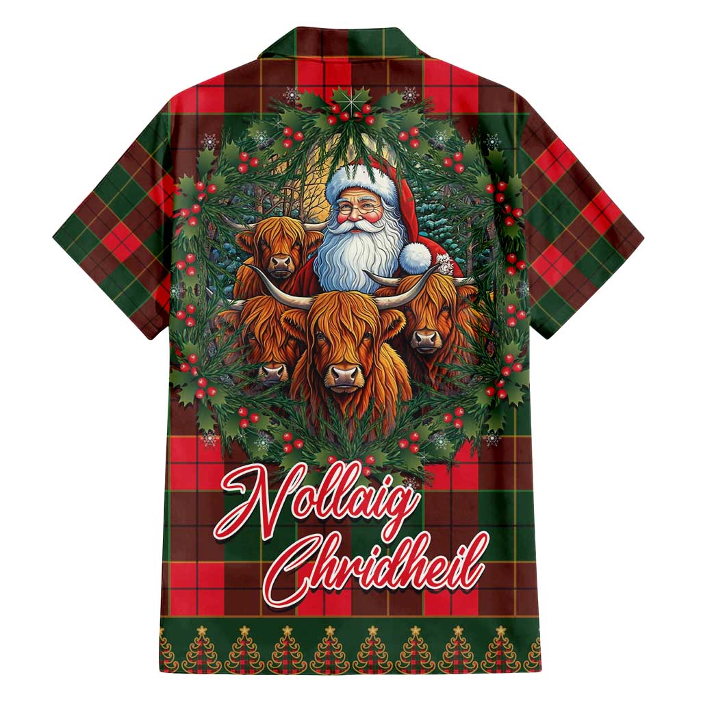 Santa and Higland Cows Scottish Christmas Family Matching Tank Maxi Dress and Hawaiian Shirt Tartan Pattern - Wonder Print Shop