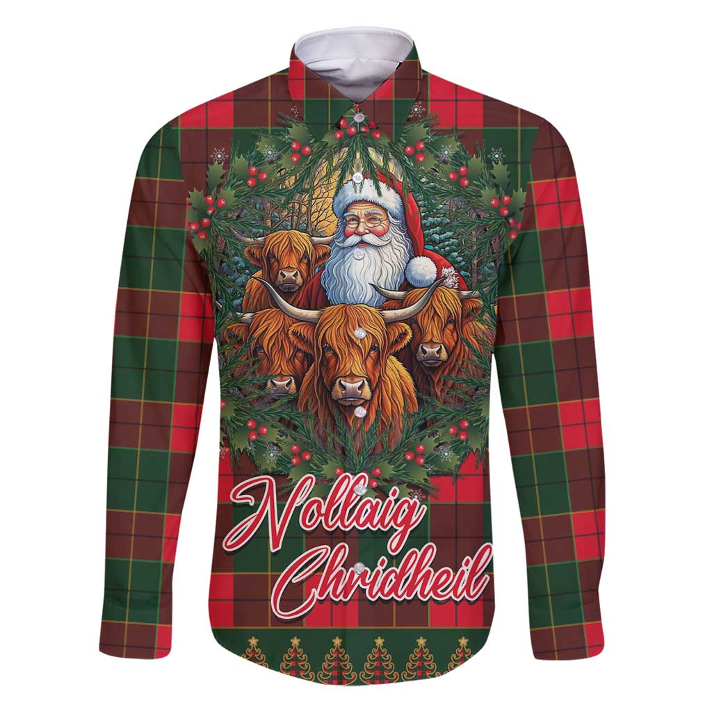 Santa and Higland Cows Scottish Christmas Family Matching Tank Maxi Dress and Hawaiian Shirt Tartan Pattern - Wonder Print Shop