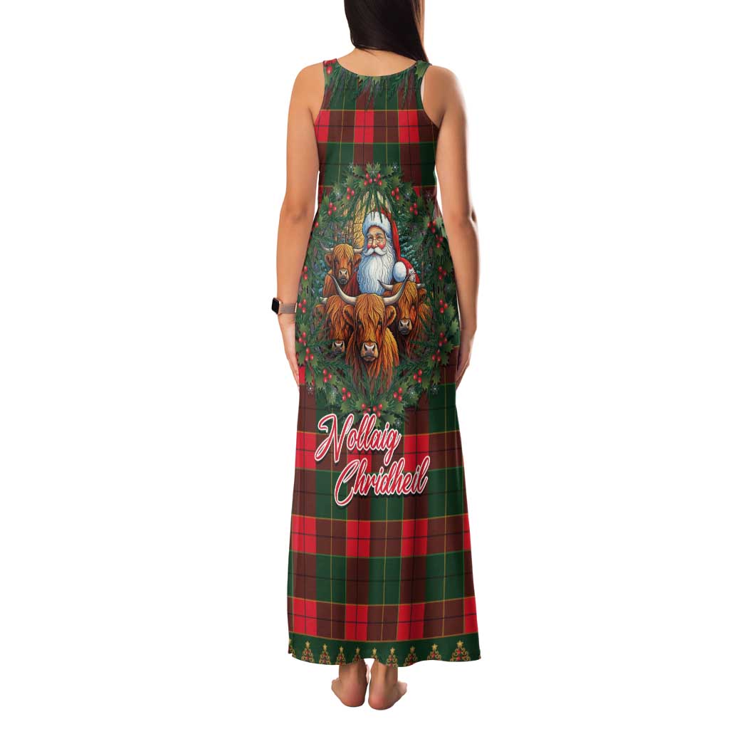 Santa and Higland Cows Scottish Christmas Family Matching Tank Maxi Dress and Hawaiian Shirt Tartan Pattern - Wonder Print Shop