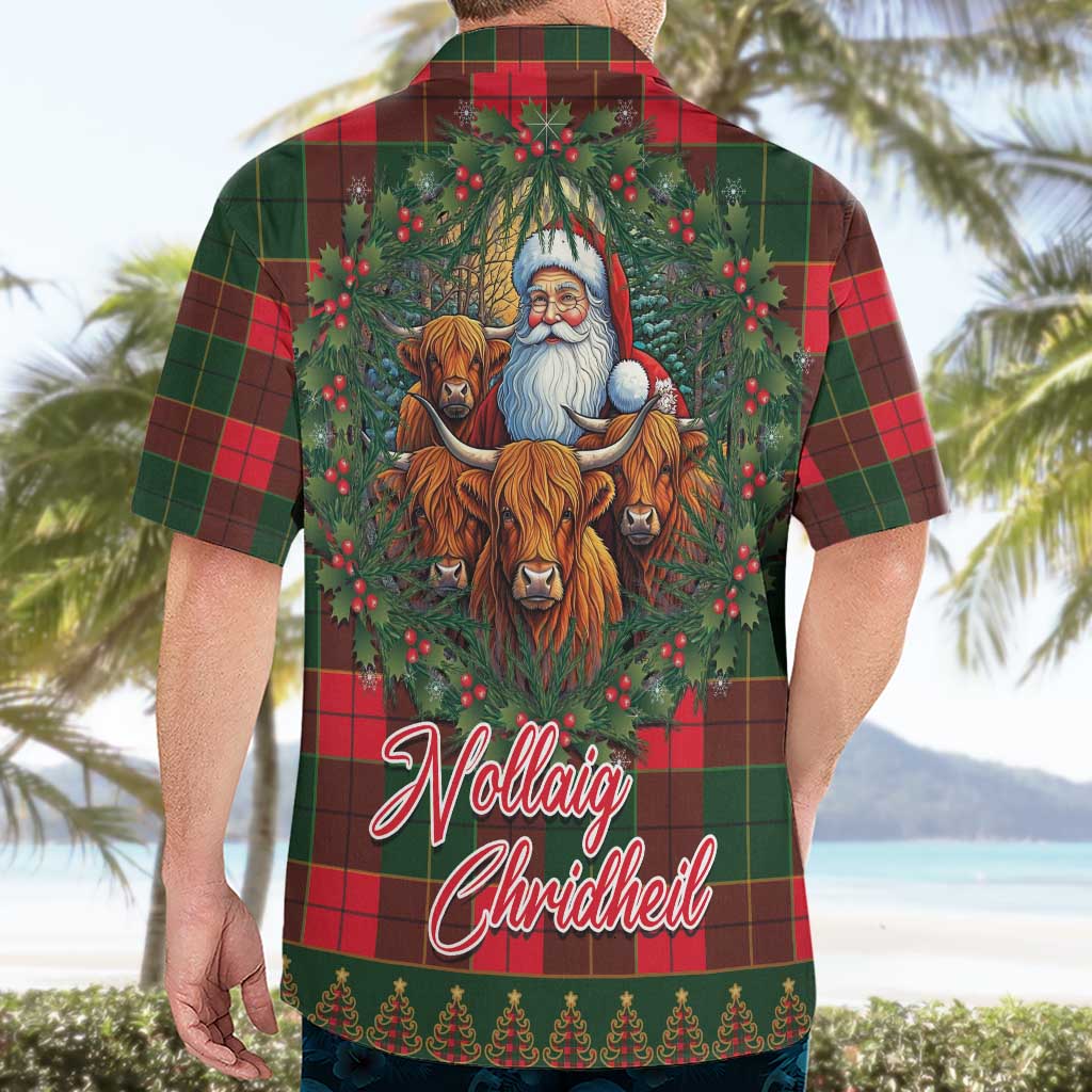 Santa and Higland Cows Scottish Christmas Hawaiian Shirt Tartan Pattern - Wonder Print Shop