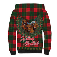 Santa and Higland Cows Scottish Christmas Sherpa Hoodie Tartan Pattern - Wonder Print Shop