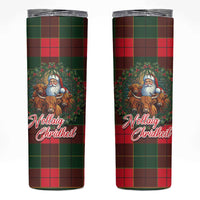 Santa and Higland Cows Scottish Christmas Skinny Tumbler Tartan Pattern - Wonder Print Shop